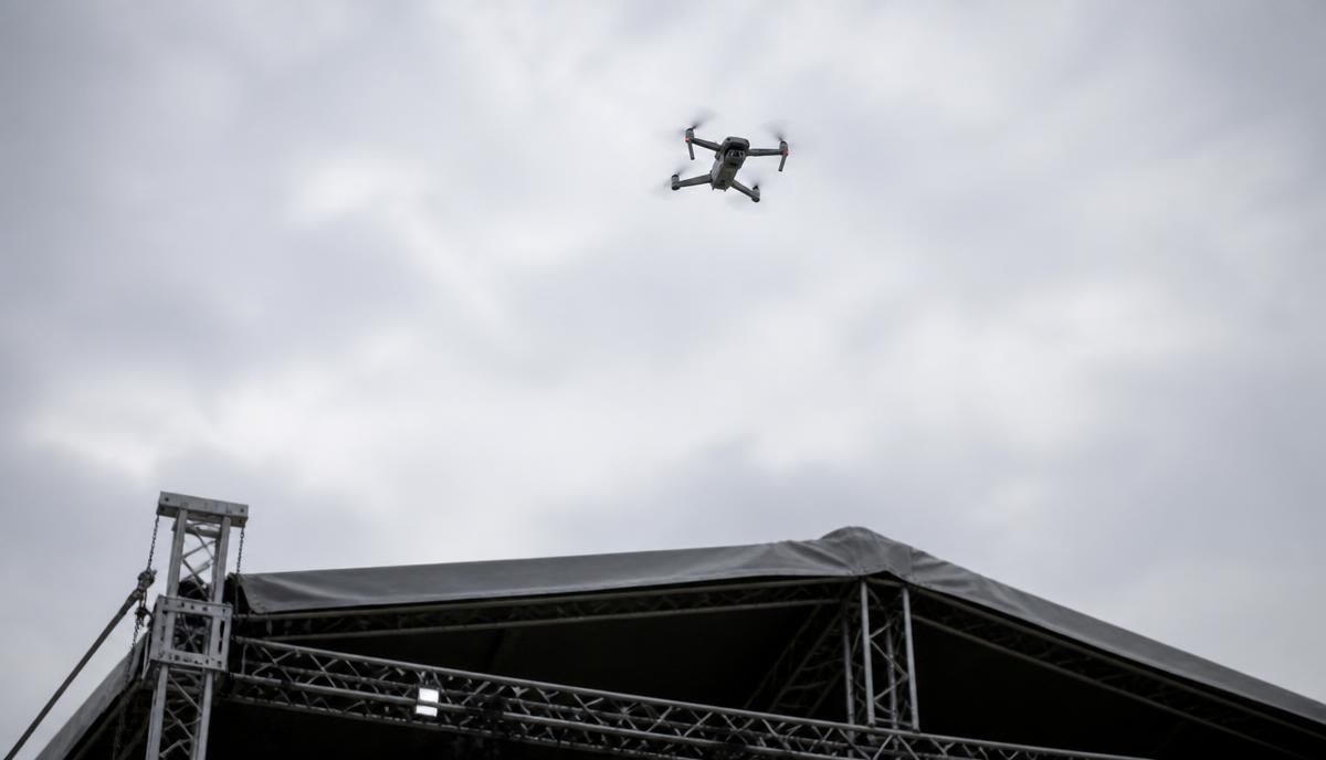 Unauthorized Drone Filming Outdoor Event — Outdoor music festival, 5,000 attendees, urban park